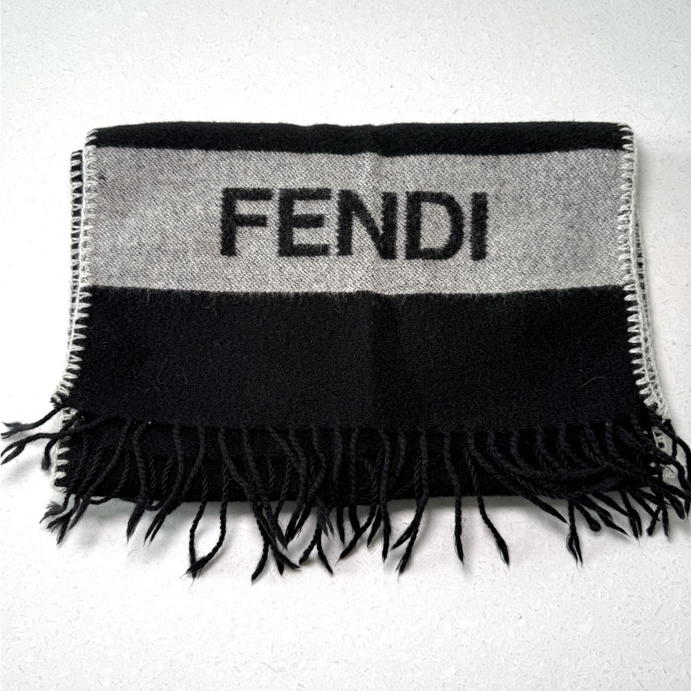 Fendi Black & Grey Logo Scarf